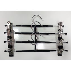 Плечики-прищепка для тяжелых брюк, юпок, штанов 30см (чорний силікон)